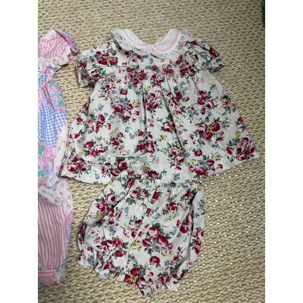 Vintage Baby Girl Floral Patchwork Romper Jumpsuit Bundle 6-9 Cottagecore 90's - Picture 5 of 11